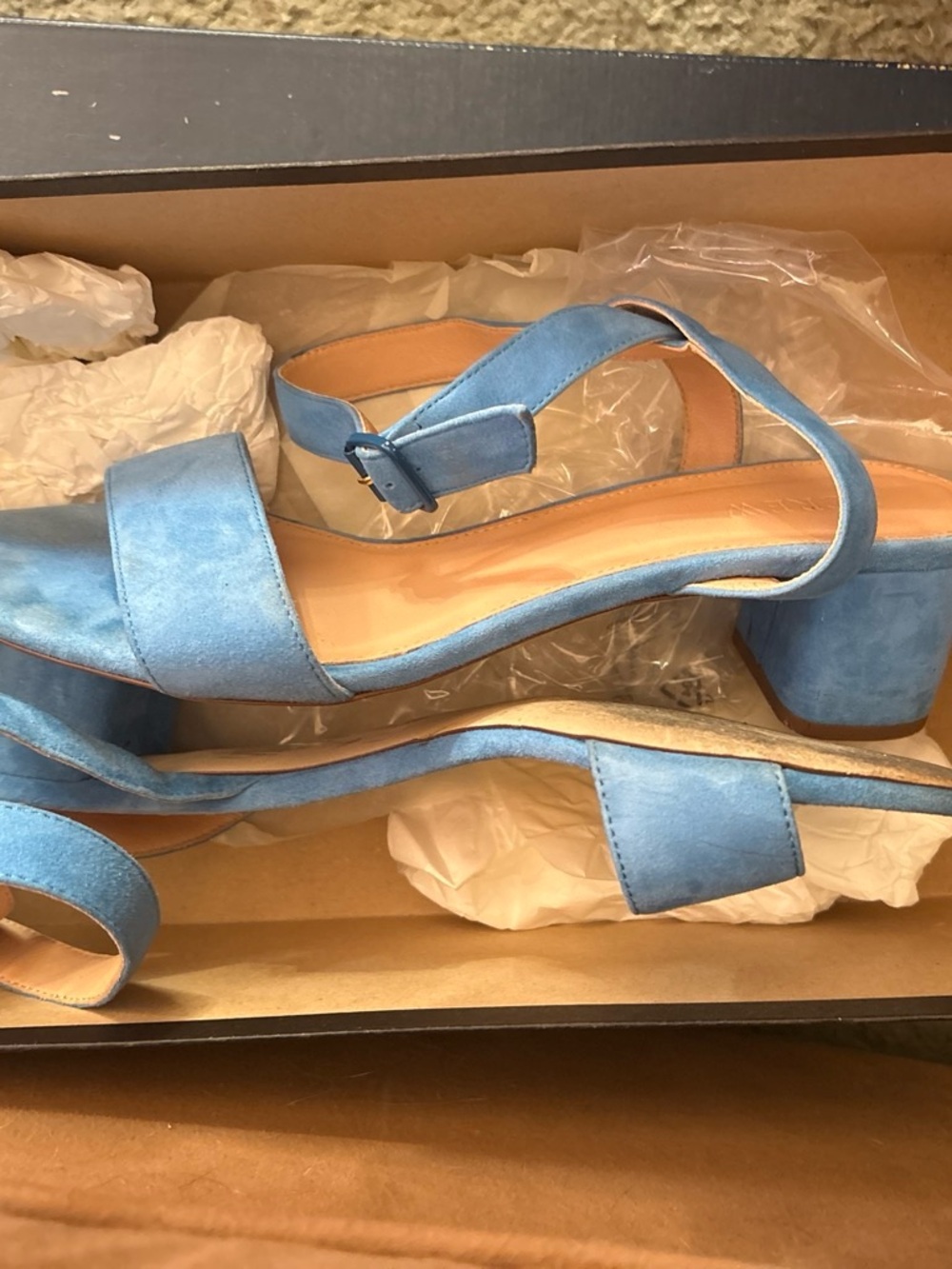 J. Crew Light Blue Suede Block Heel Sandals